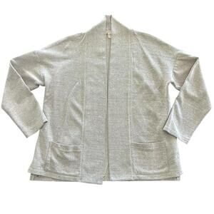 Eileen Fisher Open Front Linen Blend Cardigan Jacket Oatmeal Women’s SMALL